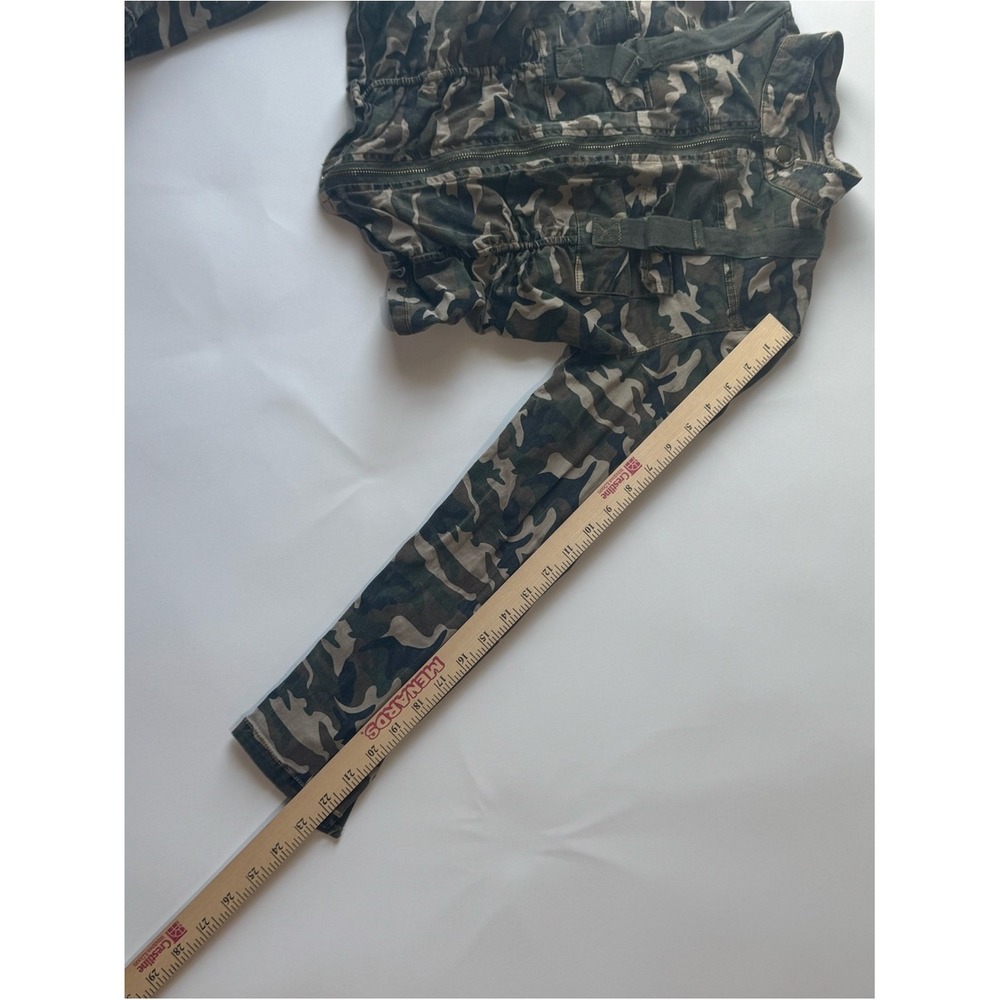 Y2K Jennyfer Camo Utility Jacket Cropped Military‎ Grunge Zip Up M - Picture 5 of 11